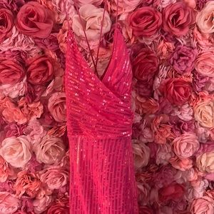 Hot pink sequins dress